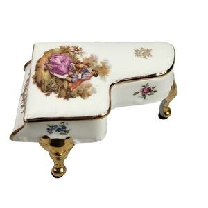 Vintage Limoges France Porcelain Trinket Box Piano Organ w/ Classical Painting